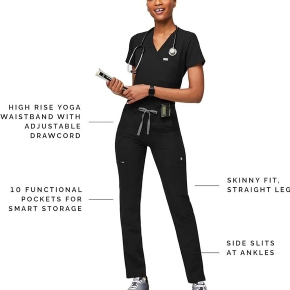Figs Womens Navy Yola High Waisted 2.0 - Petite Skinny Scrub Pants (Navy/SP)